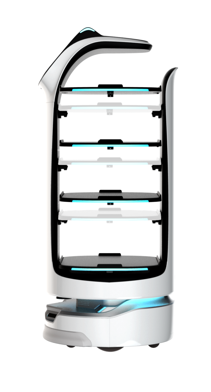 A sideways view of BellaBot
