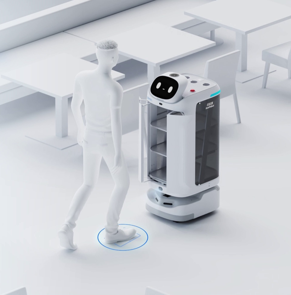 SwiftBot opens its doors because a person steps in front of it