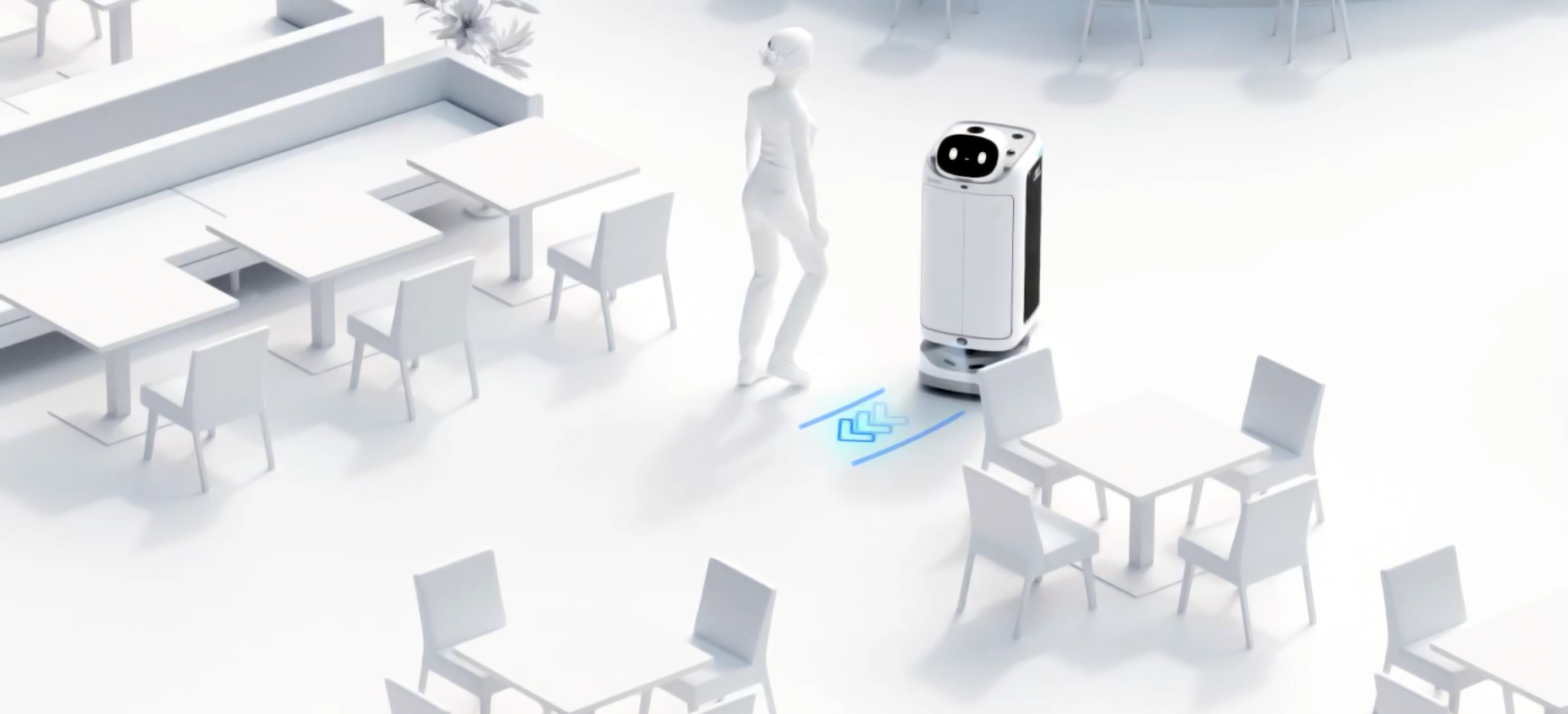 SwiftBot projecting its next move onto the ground.